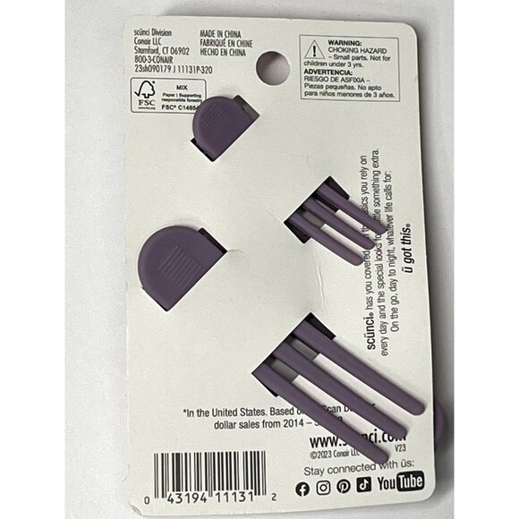 Scunci Purple Matte Salon Clips 2 Pc Barrettes Set Womens Girls - Picture 2 of 4